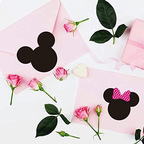 2,38 x 2 polegadas Pink Minnie A Mouse Head Stickers Vinil PVC Mickeys Chalkboard Rótulos de faixas infantis de festas