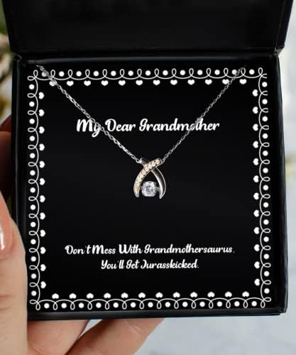 Amo a avó Wishbone Dancing Colar, não mexa com, presentes para a avó, presente da neta, para a avó