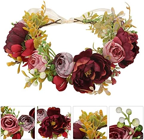 Aoask Women Floral Crown Flor Wreath Warling Garland Floral para festivais de festas de casamento Fotos