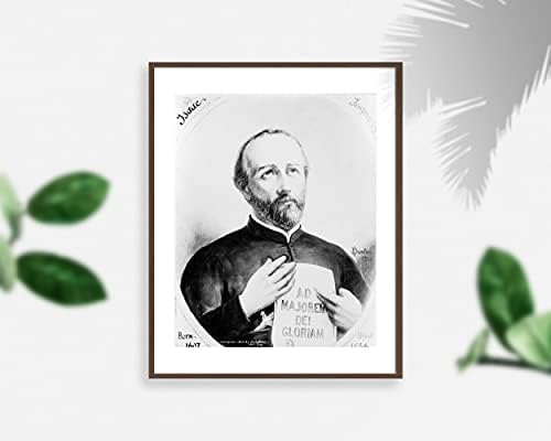 FOTOS HISTÓRICOS 1904 Foto Padre Isaac Jogues, S.J, retrato de meio comprimento, enfrentando a reprodução direita de uma pintura assinada Danton 1904.