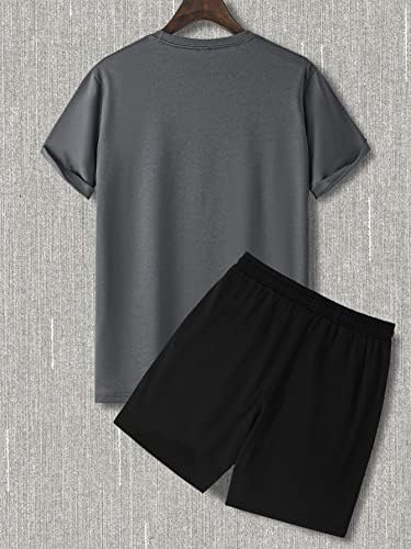 Roupas de duas peças para homens, letra, camiseta gráfica e shorts de cintura de cordão