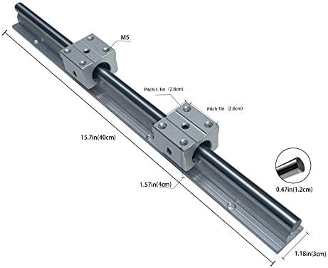 NO/Brand Cnccanen Rail linear SBR12-400mm Guia de slider de 2set e bloco de mancal 4x SBR12UU para rolamentos com fenda de 12 mm