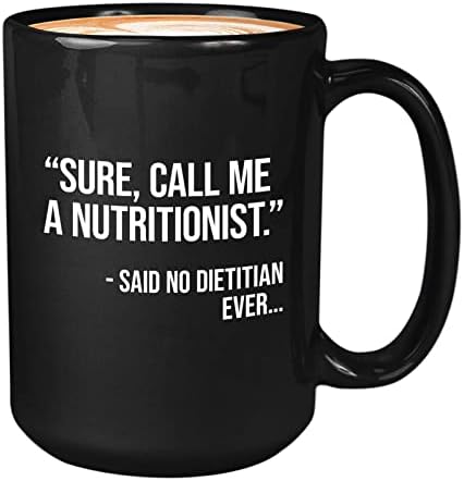 Bubble abraça caneca de café nutricionista 15oz preto - disse que não há nutricionista - nutricionista registrada nutricionista