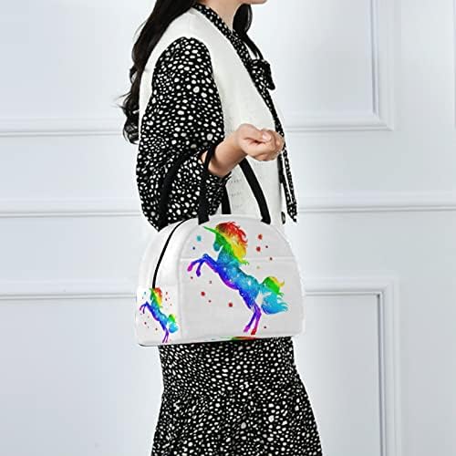Bola de lancheira Alaza Rainbow Unicorn Tote Tote Isolleer Cooler Bags Reutilable Lunch Box Container Portátil para Mulheres
