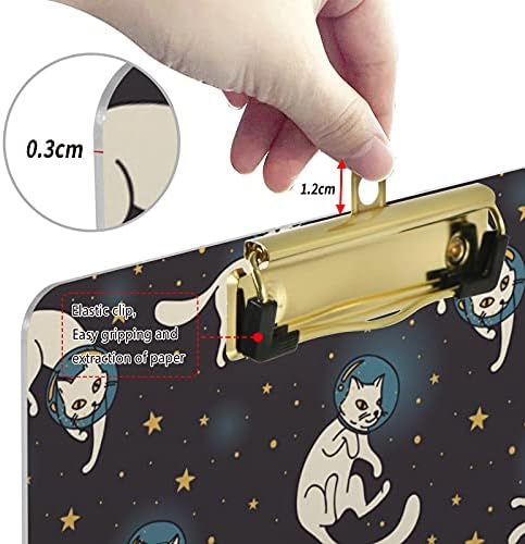Space Cat Plástico Placa de transferência 9 x12.5 CLIPBOARS DE ACRYLIC com clipe de baixo perfil A4 Tamanho da letra