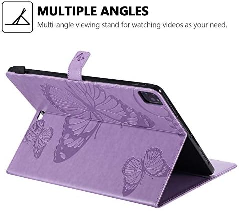 Case de fólio para iPad Pro 12,9 6/5/4ª geração 2022/2021/2020, Techcircle Butterfly relevado Tampa magnética de dobragem de