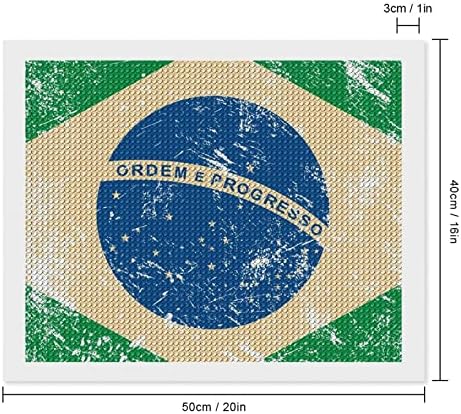 Kits de pintura de diamante de bandeira retro do Brasil Kits 5D DIY FLILHO FULHO FILIZAÇÃO DE RETRAS DE ARTES DE PARELA DE PAREDE PARA ADULTOS 16 X20
