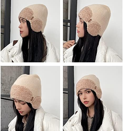 Chapéu de malha de inverno unissex com chapéus de proteção contra proteção contra ouvidos para homens homens de ouvido ao ar
