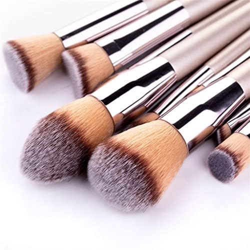 Liruxun 10 Champagne Makeup Set Foundation Powder Blush Shadow Shadow Kabuki Mistura Ferramentas de beleza de pincel