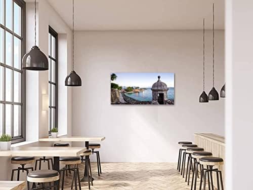 Skipvelo Wall Art Painturas Turret ao longo do velho San Juan Wall Porto Rico Arte Arte Principal Poster Poster Obras de arte para a sala Decoração de parede do quarto e decoração de casa 20x40inchx1pcs