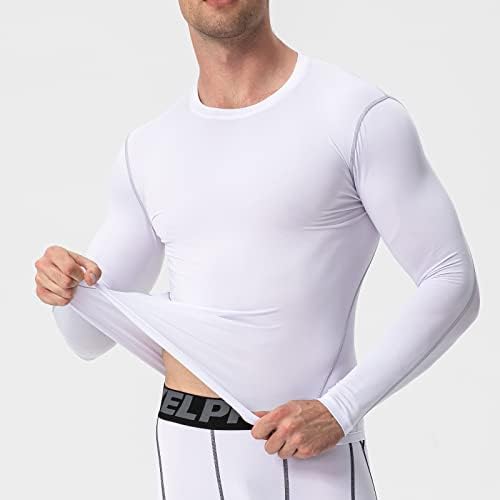 ABTIOYLLZ 3 Pacote camisetas de compressão masculinas de manga longa Camisetas de camisa de esportes de esportes de esportes de