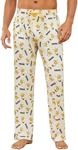 Calças de pijama engraçadas de vulcanodon ， calças leves de pijama leves para homens com botão de blow cartoon masculino masculino