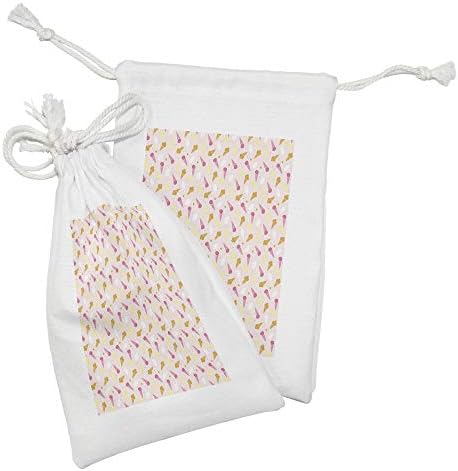 Conjunto de bolsas de tecido de doces de Ambesonne de 2, Sorve Cream Cones Stars Cobertings Desert Pattern, Small Treating Saco para