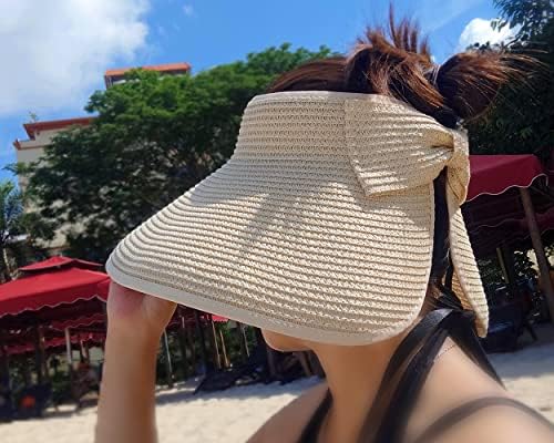 Chapéus de praia para mulheres Visor de sol ampla aba borbole