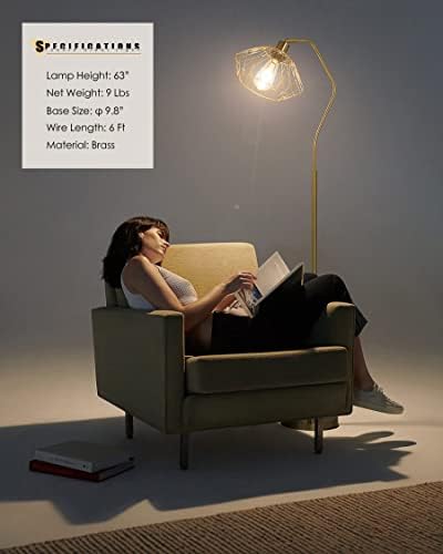 Lâmpada de piso de Yomony Sombra deformável com lâmpada de parada de Blub LED para salas de estar, escritório do quarto,