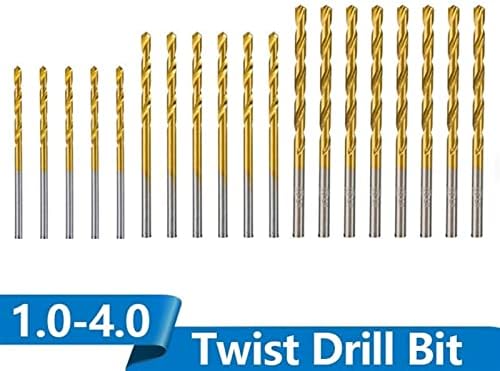 Twist Drill Bit Set Coated 1,0mm-4,0mm Bit Bits Definir ferramentas de perfuração de energia de aço alta para madeira 50pcs)