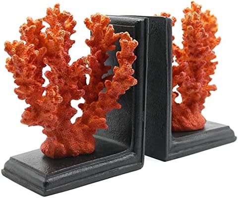 Lukitas coral pesado bookend suports decoração, paradas de livros nãokid, estátuas e esculturas de coral, ornamentos