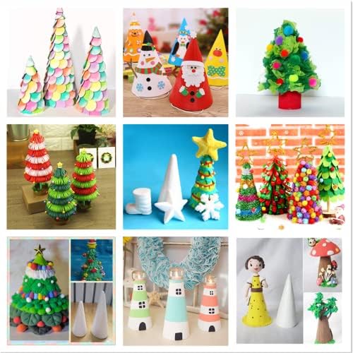 Cones de espuma Crafjie para artes e ofícios de bricolage, suprimentos artesanais de craft de espuma de árvore de Natal de