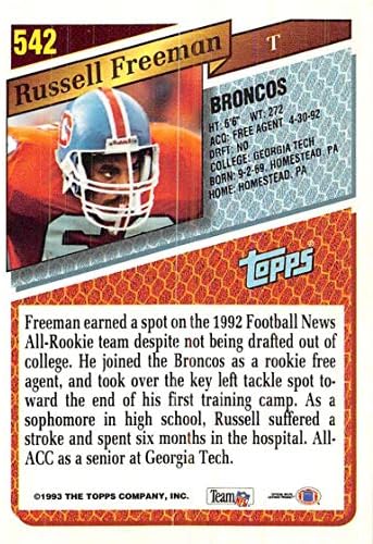 1993 Topps Football 542 Russell Freeman RC ROOKIE CART