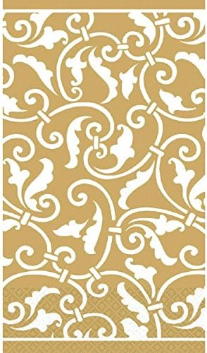 Toalhas de hóspedes de rolagem ornamental - 8 x 4 - pacote de ouro de 16