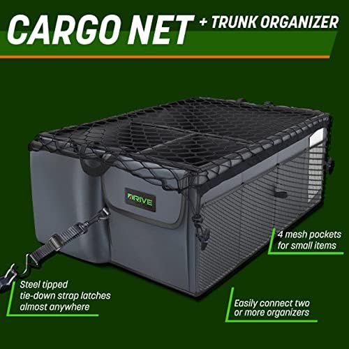Drive Auto Grey Trunk Organizer + Cargo Net
