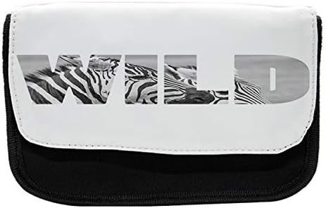 Caixa de lápis de impressão de zebra lunarable, Vista de aventura Savannah, Saco de lápis de caneta com zíper duplo, 8,5 x