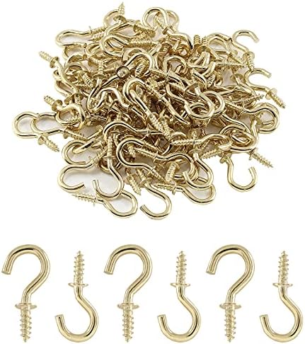 Murtenze 100Pieces 1/2 polegada Mini-xícara ganchos de teto de teto, ganchos de bronze para plantas penduradas, canecas, utensílios, interior, externo