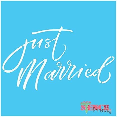 Estêncil - Apenas casado, a caligrafia do casamento DIY é melhor estênceis de vinil para pintar em madeira, telas, parede, etc. -Multipack
