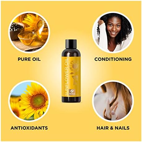 Óleo de girassol para pele e unhas - óleo de aromaterapia Óleo para óleos essenciais mistura e óleo de cabelo - massagem