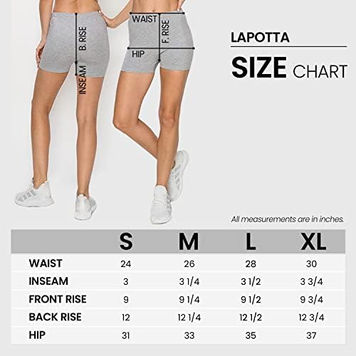 Lapotta Women's Workout Biker Shorts - Basic 3 ”Busca de Yoga Sports Sports Active Active Stretch Casual Bike Leggings calças