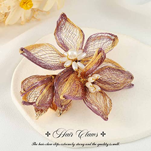 Casdre Flower Bridal Hair Clip Gold Pearl Pérola Noiva Pedaço de Cabelo Partido de Festa de Festas De Prom