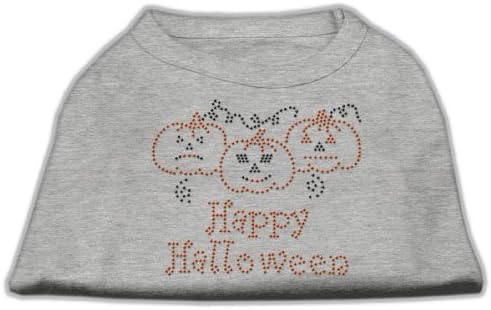 Happy Halloween Rhinestone Dog Shirt Grey M
