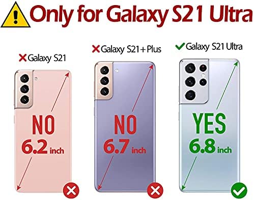 Caixa da carteira de couro SURAZO Compatível com Samsung Galaxy S21 Ultra - RFID Slots de Cartão 3 e Cash Pocket - Função de