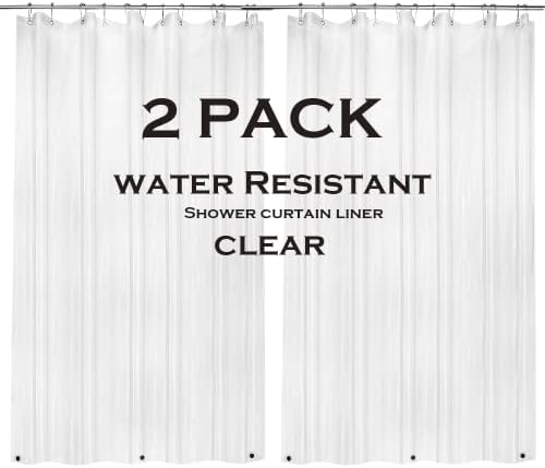 Zemahome 2 Pack Peva Plástico Curtain Liner Premium Peso leve 72 x 72 Clear banheiro chuveiro de chuveiro Curta