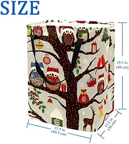 Bird de chapéu de natal de inverno na árvore 60l Lavanderia livre cesto de roupa dobra de roupas grandes de roupas de cesta com alças para brinquedos de roupas