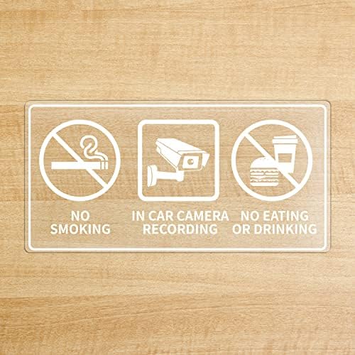 Não fumar na câmera de carro gravação sem comer ou beber sinais de 2 x 4 polegadas adesivos de janela autoadesiva decalques