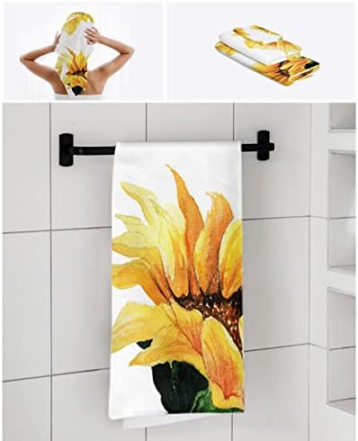 Toalhas de banho pakiinno Definir toalhas macias absorventes de girassol vintage Plantas de flores de flor de aquarela Floral