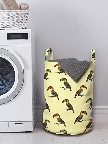 Bolsa de lavanderia de tucano lunarável, tema natural do padrão de pássaro exótico colorido motivos de tucanos de toucanos estampas