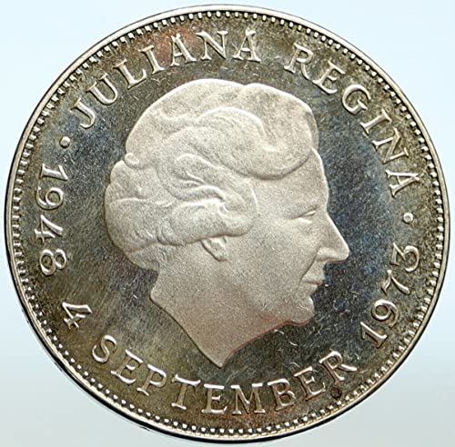 1973 NL 1973 Holanda Reino Rainha Juliana Old Proof 10 Gulden Good Incertified