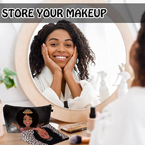 Chunful 6 PCs Black Girl Makeup Bag afro -americano Rainha Maquia