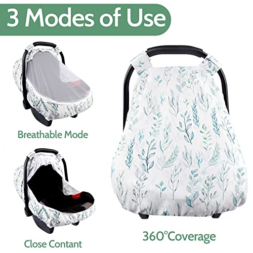 Tampas de assento de carro para bebês e suporte para a cabeça do assento de bebê, folha verde