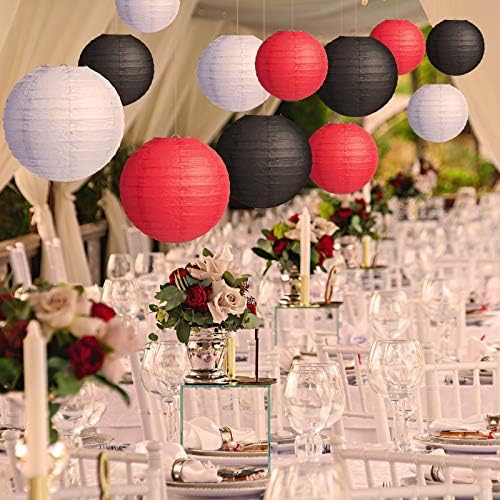 12 PCS Lanternas de papel coloridas Lanternas de papel redondas Lâmpadas de bola decorativas para casamentos, aniversários, festas