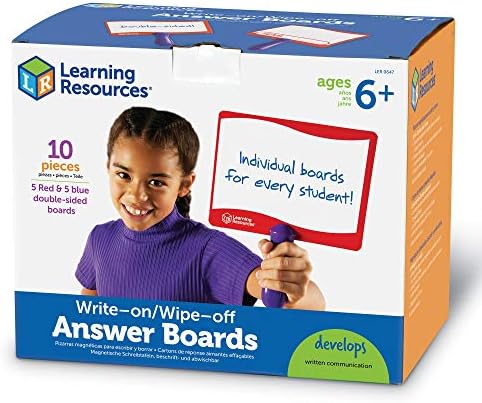 Recursos de aprendizagem Write-On/Wipe-Off Boards, conjunto de 10 placas apagáveis, idades mais de 6