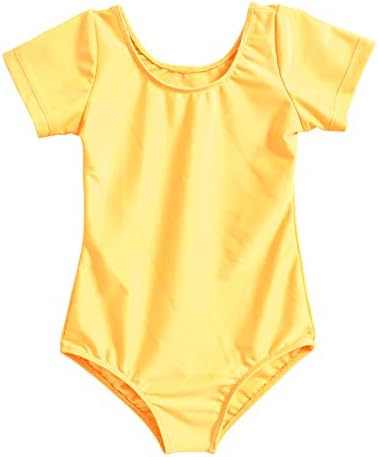 Speerise Girls Sleeve Dancewear Letard Gymnastic Tops para crianças, amarelo, 2-4