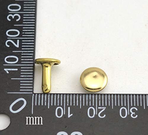 Wuuycoky Light Golden Double Cap Celas rebites tubulares de metal tampa 10 mm e pacote de 6 mm de 60 conjuntos