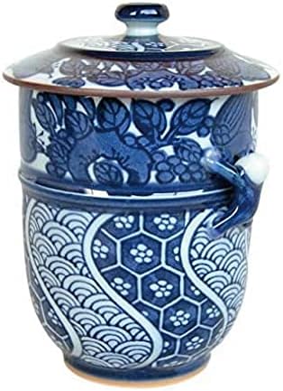 有田 焼 やき もの 市場 Japanese Yunomi Cup com tampa de arita imari feita no Japão kacho-ikkanjin azul