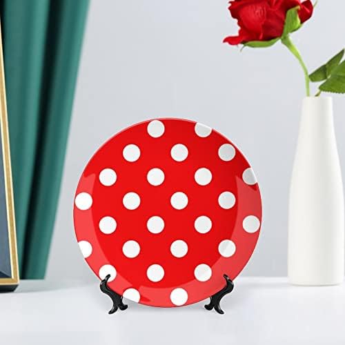 Polca branca vermelha Ladybug Dot Bone China China Decorativa Placas redondas Artesanato com exibição Stand for Home