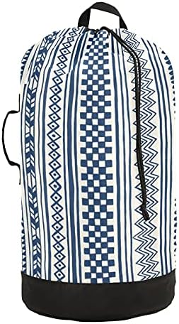 Ornamento Bolsa de lavanderia africana Mochila de lavanderia pesada com tiras de ombro e alças Bolsa de roupa de deslocamento