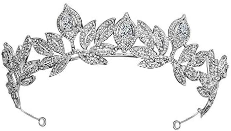 Coroas de tiara de folha de cristal de prata para mulheres Princesa Coroa Elegante Coroa Feminina Bandas de Promoção de Promons