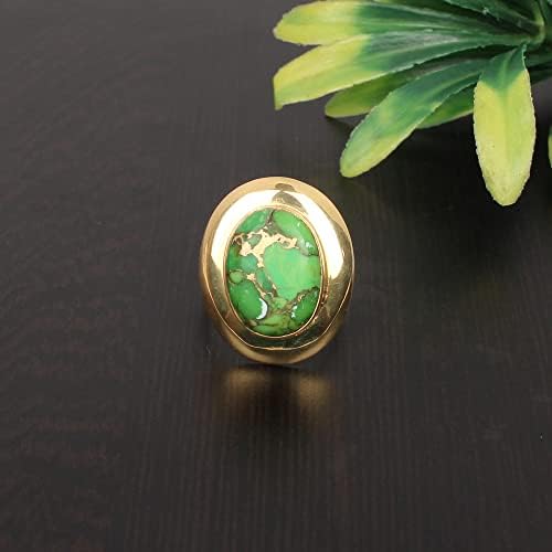 Rara Green Mohave Copper Turquoise Shape Oval Cabochon Designer Buzel Ring